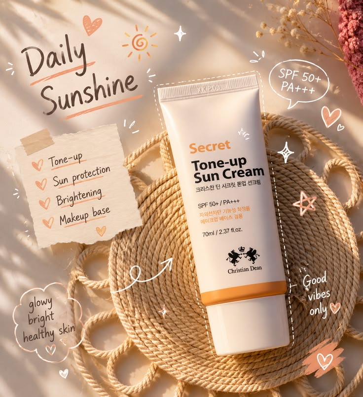 Christian Dean Secret Tone-Up Sun Cream SPF50+ PA+++ 70ml
