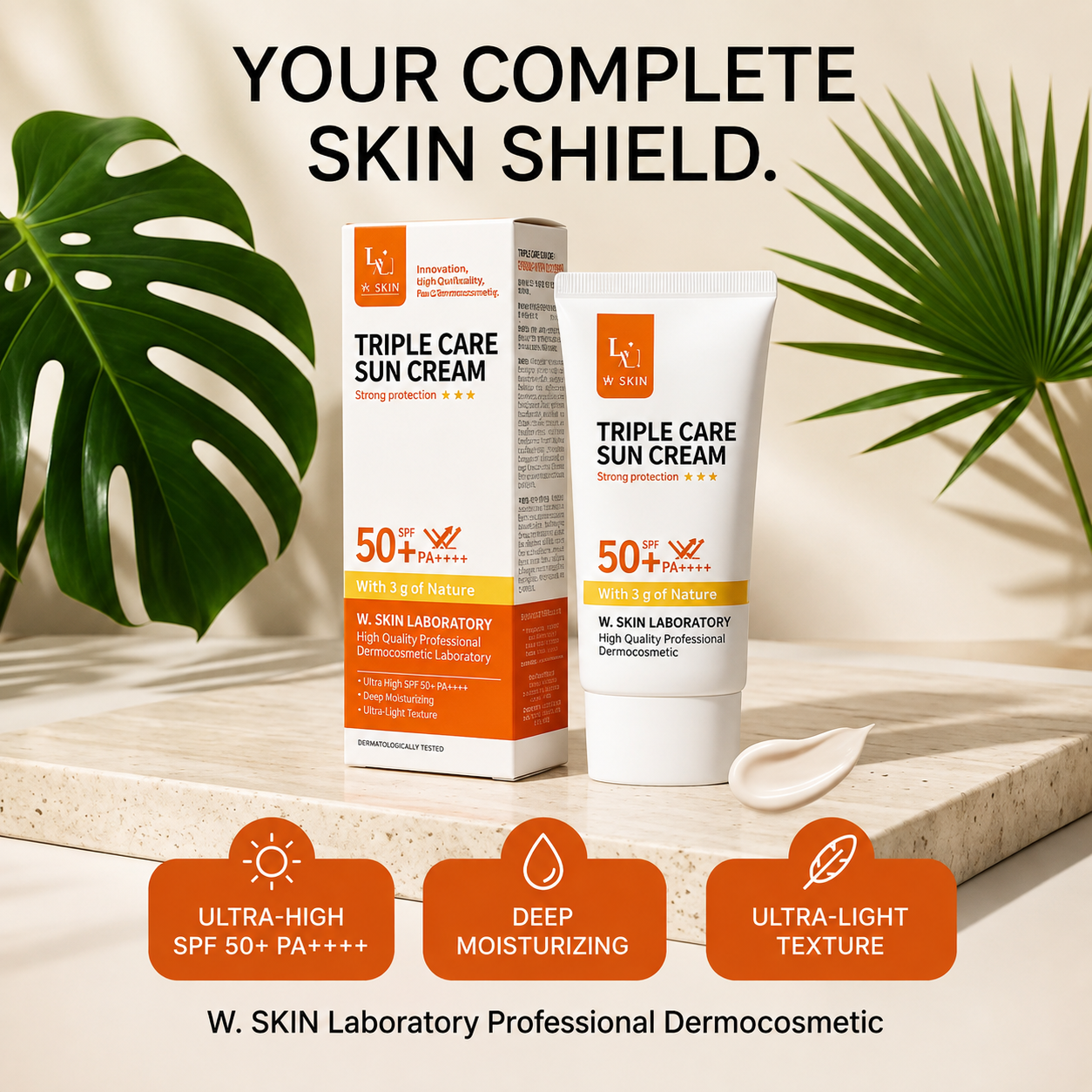 W.Skin Laboratory Triple Care Sunscreen SPF50 PA++++,  60g